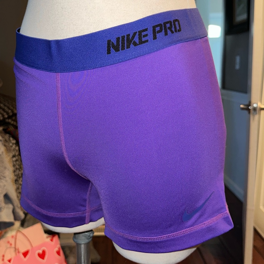 Purple Nike pro shorts